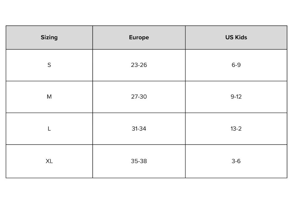 Rohner Kids Size Chart English